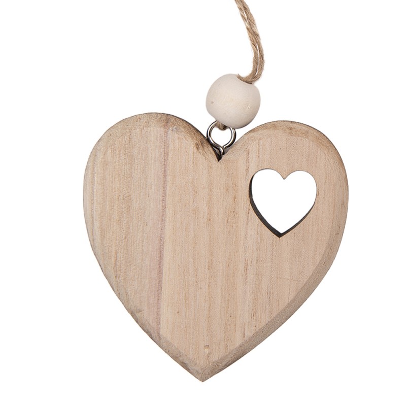 Clayre & Eef Hanger Hart 10x2x10 cm Bruin Hout