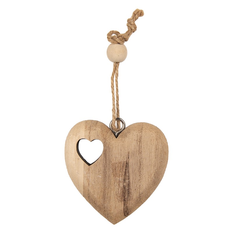 Clayre & Eef Hanger Hart 10x2x10 cm Bruin Hout
