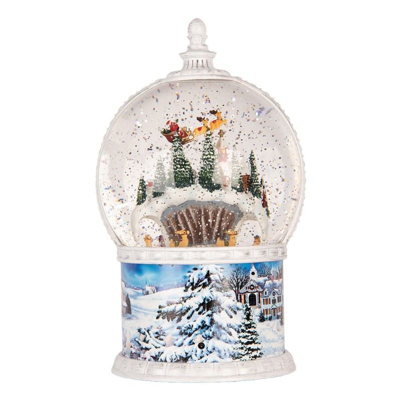 Clayre & Eef Schneekugel Ø 16x26 cm / 3xAA Weiß Kunststoff