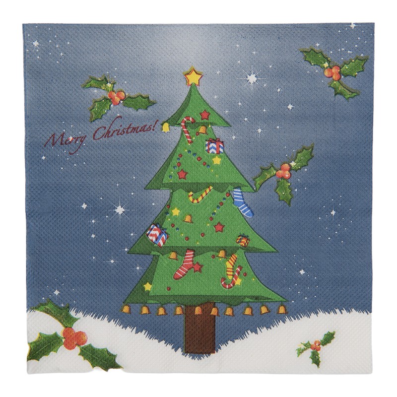 Clayre & Eef Servietten Papier 20er Set 33x33 cm Blau Papier