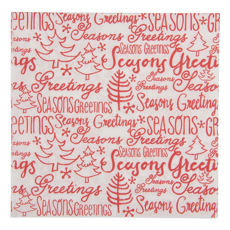 Clayre & Eef Tovaglioli Carta set di 20 33x33 cm Bianco Carta