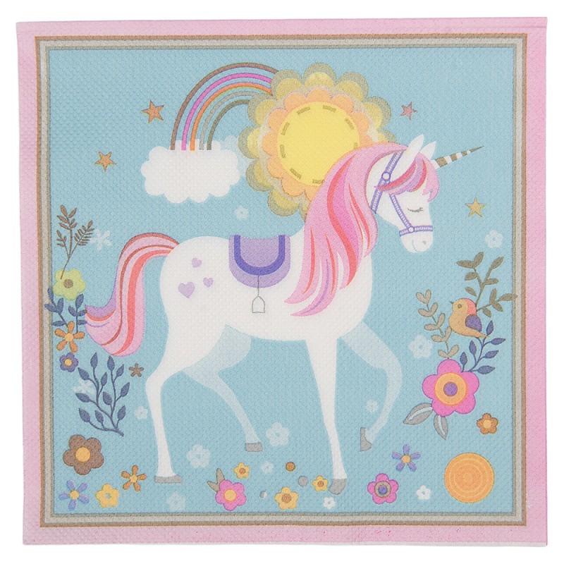 Clayre & Eef Servietten Papier 20er Set 33x33 cm Blau Papier