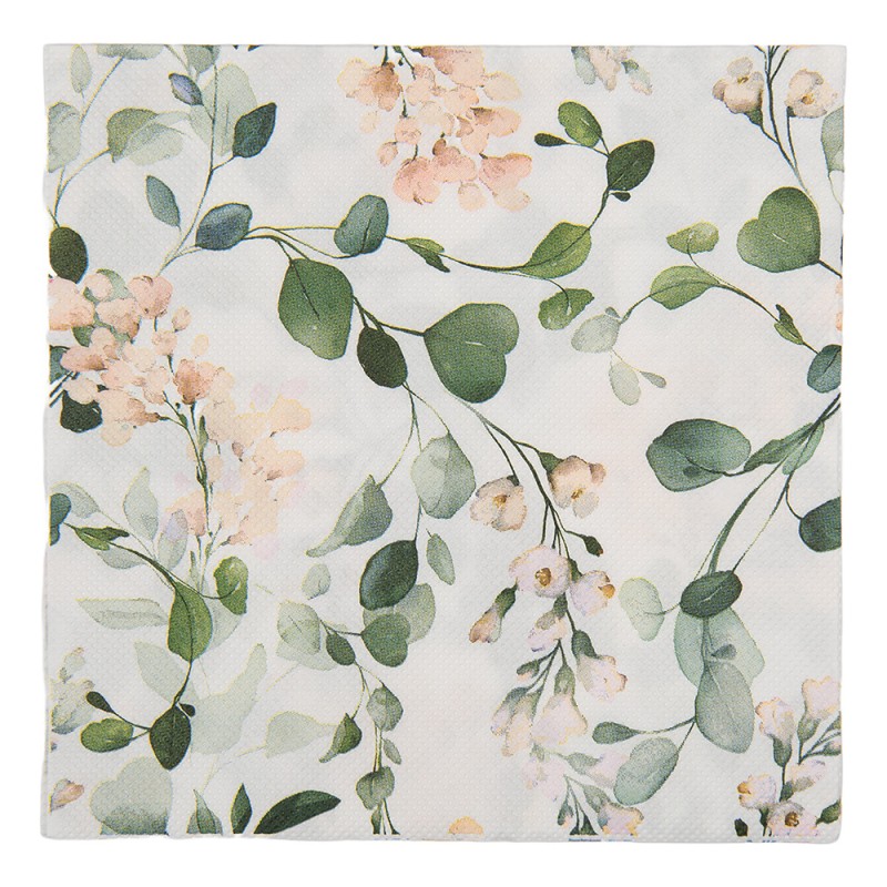 Clayre & Eef Napkins Paper Set of 20 33x33 cm White Paper