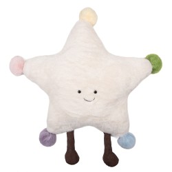 Clayre & Eef Decorative Cushion Star Ø 50x14 cm White Polyester