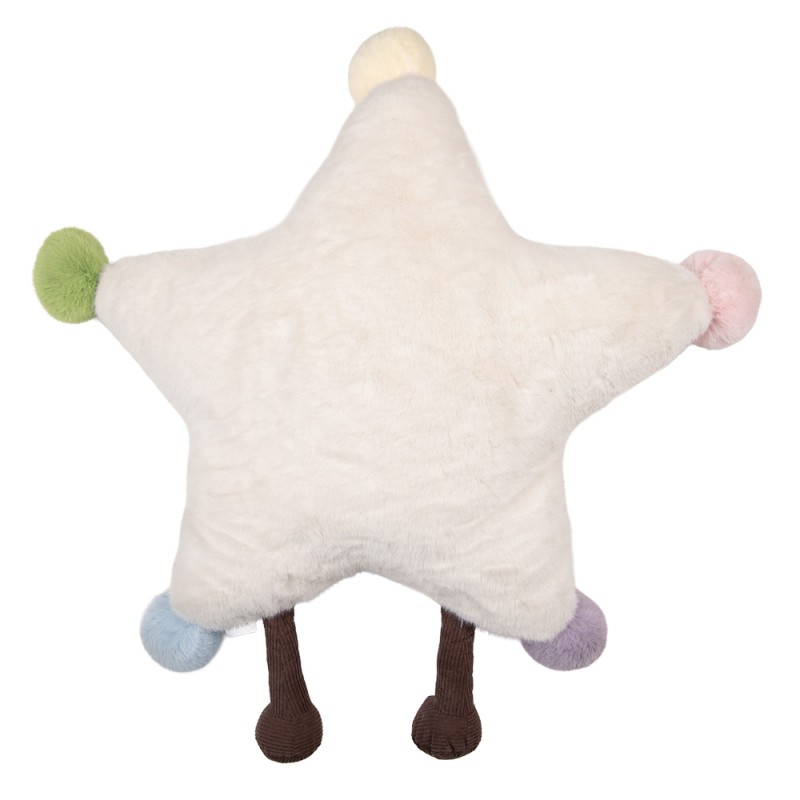 Clayre & Eef Decorative Cushion Star Ø 50x14 cm White Polyester