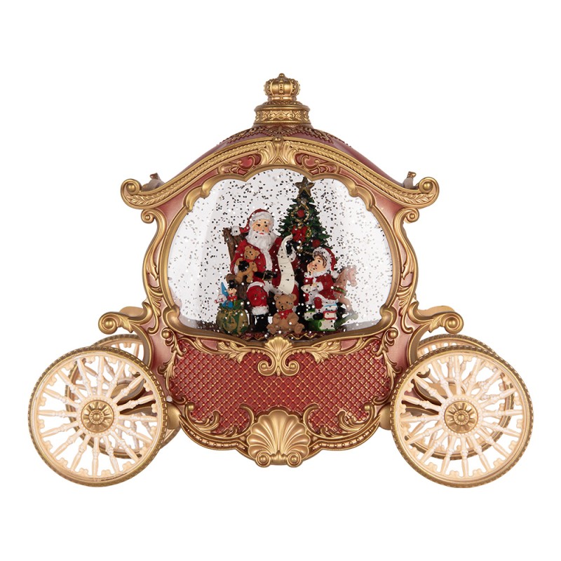 Clayre & Eef Christmas Decoration with LED Lighting and Music 26x11x20 cm / 3xAA Red Plastic