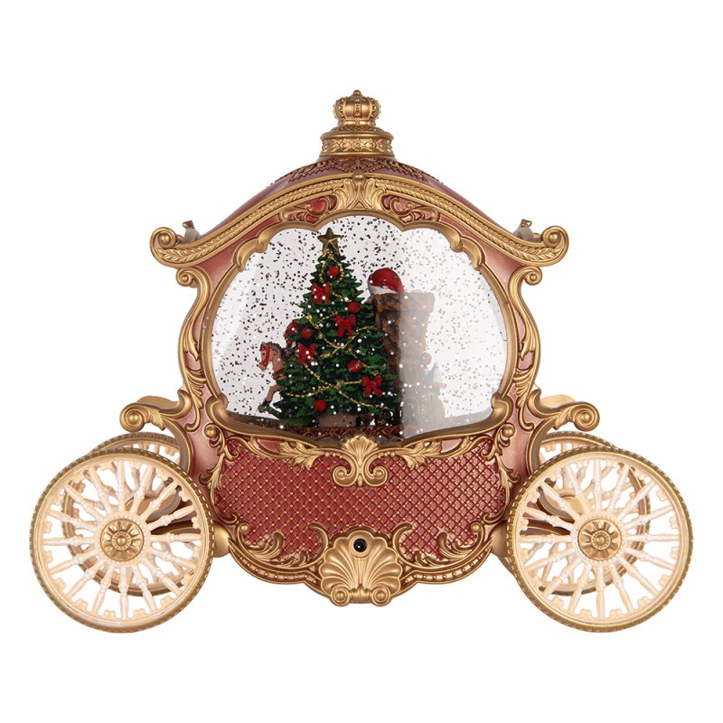 Clayre & Eef Christmas Decoration with LED Lighting and Music 26x11x20 cm / 3xAA Red Plastic