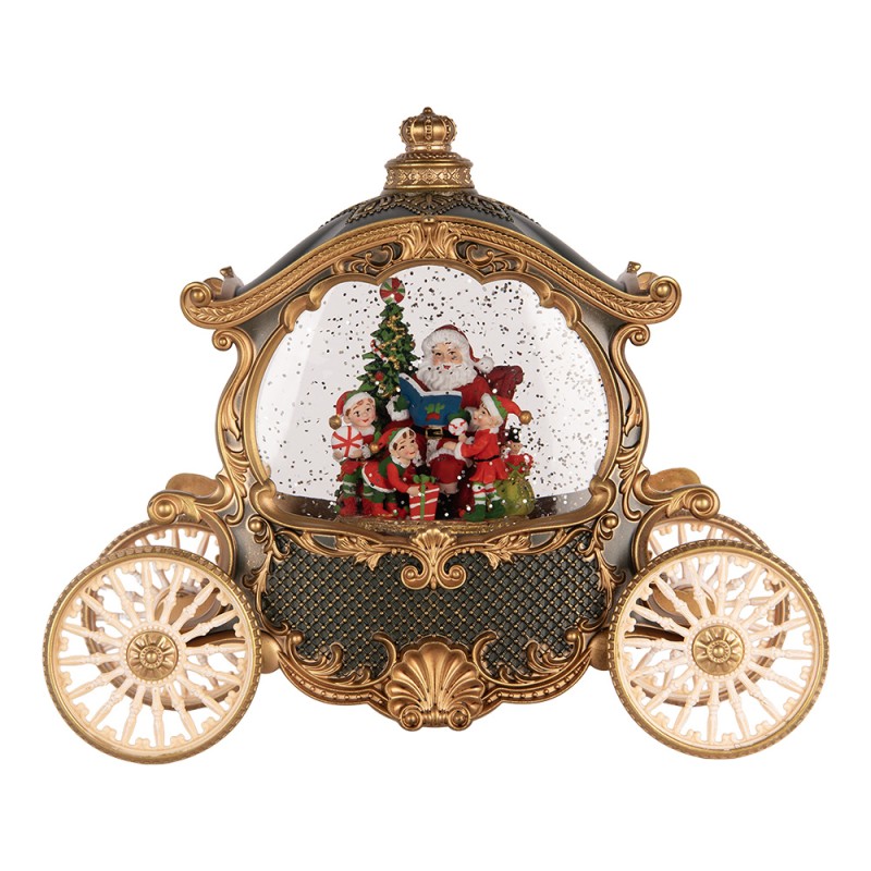 Clayre & Eef Christmas Decoration with LED Lighting and Music 26x11x20 cm / 3xAA Green Plastic