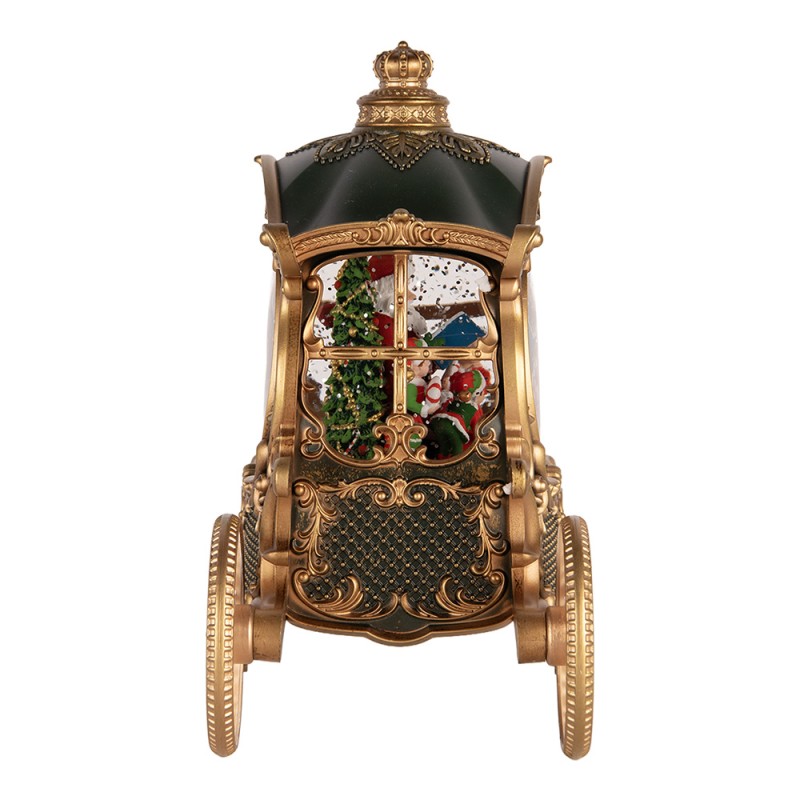 Clayre & Eef Christmas Decoration with LED Lighting and Music 26x11x20 cm / 3xAA Green Plastic