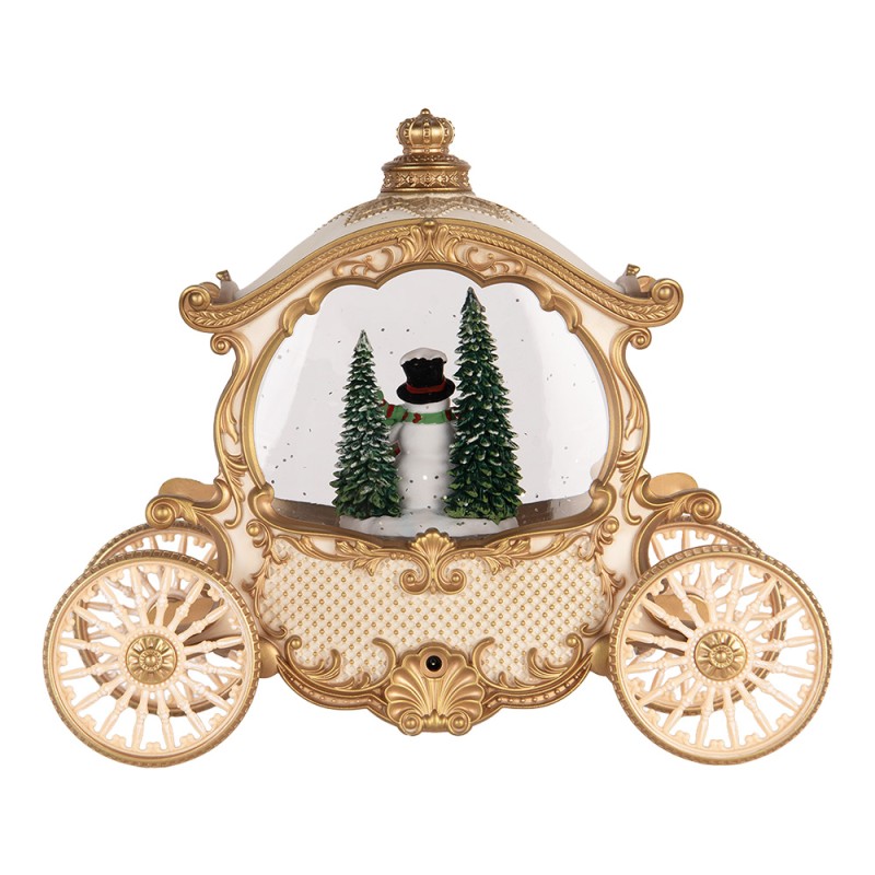 Clayre & Eef Christmas Decoration with LED Lighting and Music 26x11x20 cm / 3xAA Beige Plastic