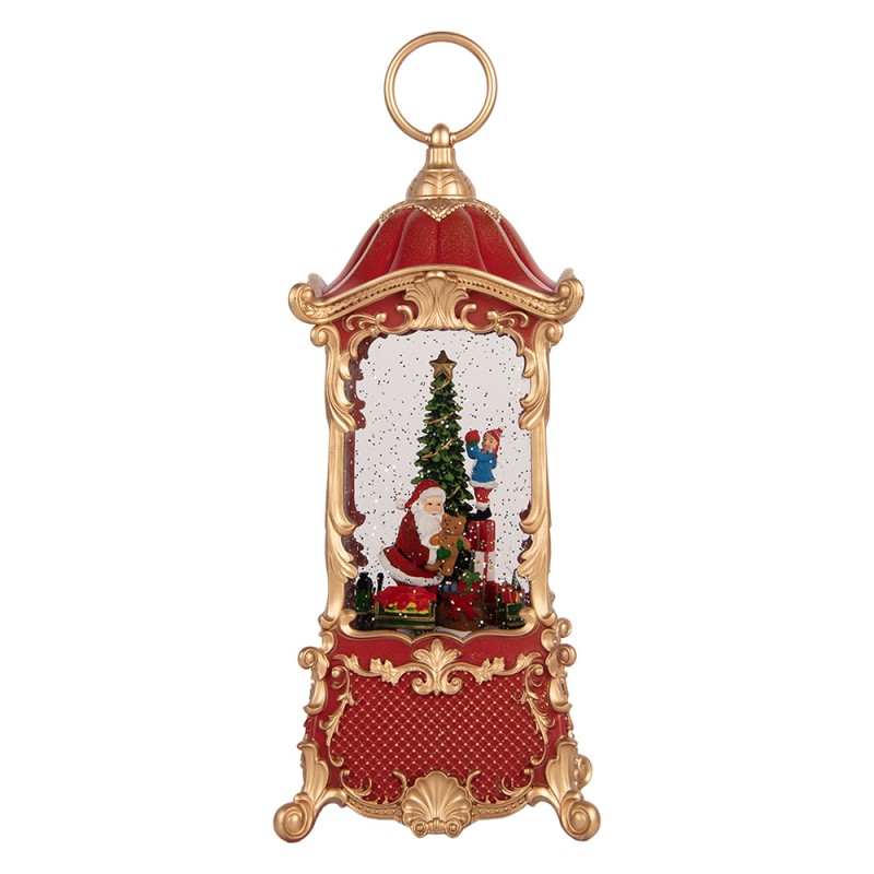 Clayre & Eef Christmas Decoration with LED Lighting and Music 12x12x28 cm / 3xAA Red Plastic