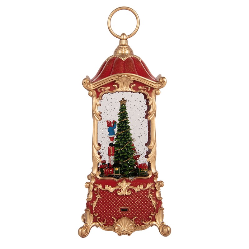 Clayre & Eef Christmas Decoration with LED Lighting and Music 12x12x28 cm / 3xAA Red Plastic