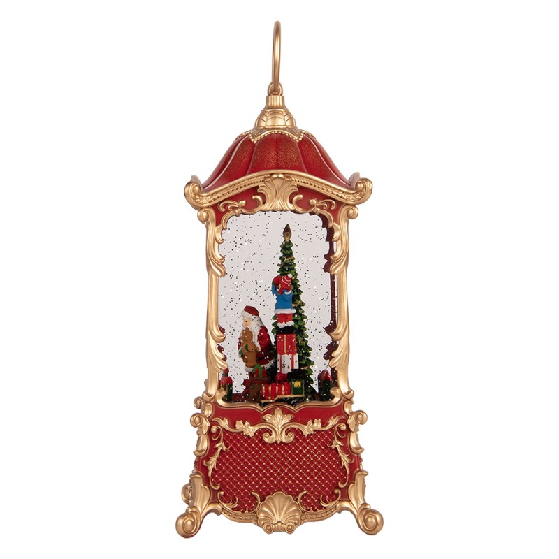 Clayre & Eef Christmas Decoration with LED Lighting and Music 12x12x28 cm / 3xAA Red Plastic