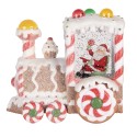 Clayre & Eef Christmas Decoration with LED Lighting and Music Train 19x12x18 cm / 3xAA White Plastic