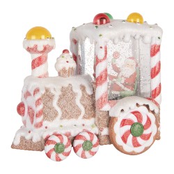 Clayre & Eef Christmas Decoration with LED Lighting and Music Train 19x12x18 cm / 3xAA White Plastic