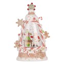 Clayre & Eef Christmas Decoration with LED Lighting and Music Cake 14x8x24 cm / 3xAAA White Plastic