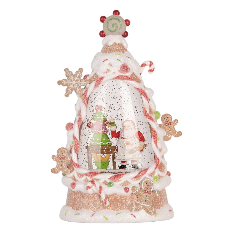 Clayre & Eef Christmas Decoration with LED Lighting and Music Cake 14x8x24 cm / 3xAAA White Plastic