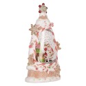 Clayre & Eef Christmas Decoration with LED Lighting and Music Cake 14x8x24 cm / 3xAAA White Plastic