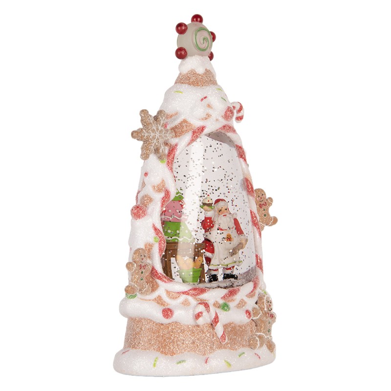 Clayre & Eef Christmas Decoration with LED Lighting and Music Cake 14x8x24 cm / 3xAAA White Plastic