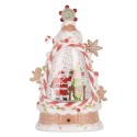 Clayre & Eef Christmas Decoration with LED Lighting and Music Cake 14x8x24 cm / 3xAAA White Plastic