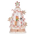 Clayre & Eef Christmas Decoration with LED Lighting and Music Cake 14x8x24 cm / 3xAAA White Plastic