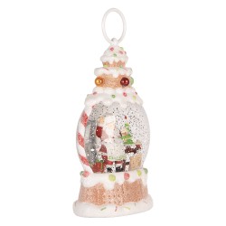 Clayre & Eef Kerstdecoratie met LED-verlichting en muziek 13x8x22 cm / 3xAAA Wit Kunststof