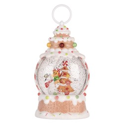 Clayre & Eef Kerstdecoratie met LED-verlichting en muziek 13x8x22 cm / 3xAAA Wit Kunststof