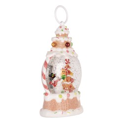 Clayre & Eef Kerstdecoratie met LED-verlichting en muziek 13x8x22 cm / 3xAAA Wit Kunststof