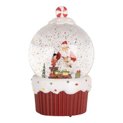 Clayre & Eef Kerstdecoratie met LED-verlichting en muziek Ø 12x20 cm / 3xAA Rood Kunststof