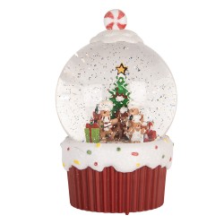 Clayre & Eef Christmas Decoration with LED Lighting and Music Ø 12x20 cm / 3xAA Red Plastic