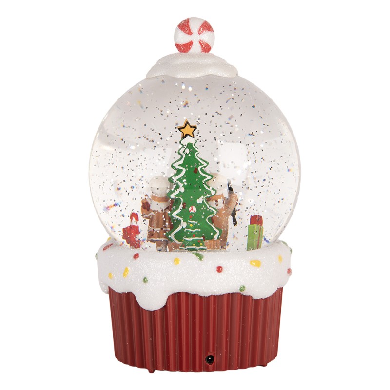 Clayre & Eef Kerstdecoratie met LED-verlichting en muziek Ø 12x20 cm / 3xAA Rood Kunststof