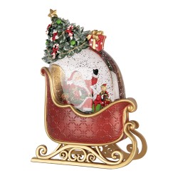 Clayre & Eef Weihnachtsdekoration mit LED-Beleuchtung und Musik Schlitten 17x9x25 cm / 3xAA Rot Kunststoff