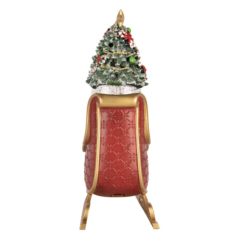 Clayre & Eef Décoration de Noël avec lumières LED et musique Luge 17x9x25 cm / 3xAA Rouge Plastique