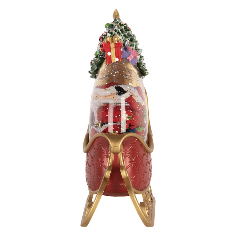 Clayre & Eef Décoration de Noël avec lumières LED et musique Luge 17x9x25 cm / 3xAA Rouge Plastique