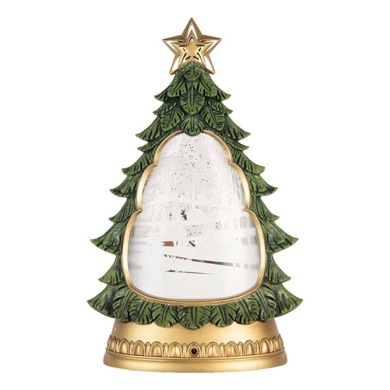 Clayre & Eef Kerstdecoratie met LED-verlichting en muziek Kerstboom 20x10x31 cm / 3xAA Groen Kunststof