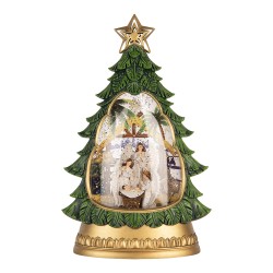 Clayre & Eef Kerstdecoratie met LED-verlichting en muziek Kerstboom 20x10x31 cm / 3xAA Groen Kunststof