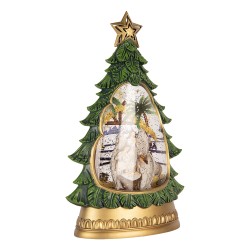 Clayre & Eef Kerstdecoratie met LED-verlichting en muziek Kerstboom 20x10x31 cm / 3xAA Groen Kunststof