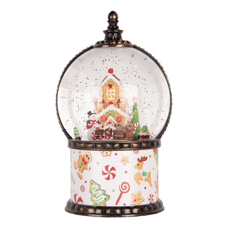 Clayre & Eef Décoration de Noël avec lumières LED et musique Ø 12x21 cm / 3xAA Blanc Plastique