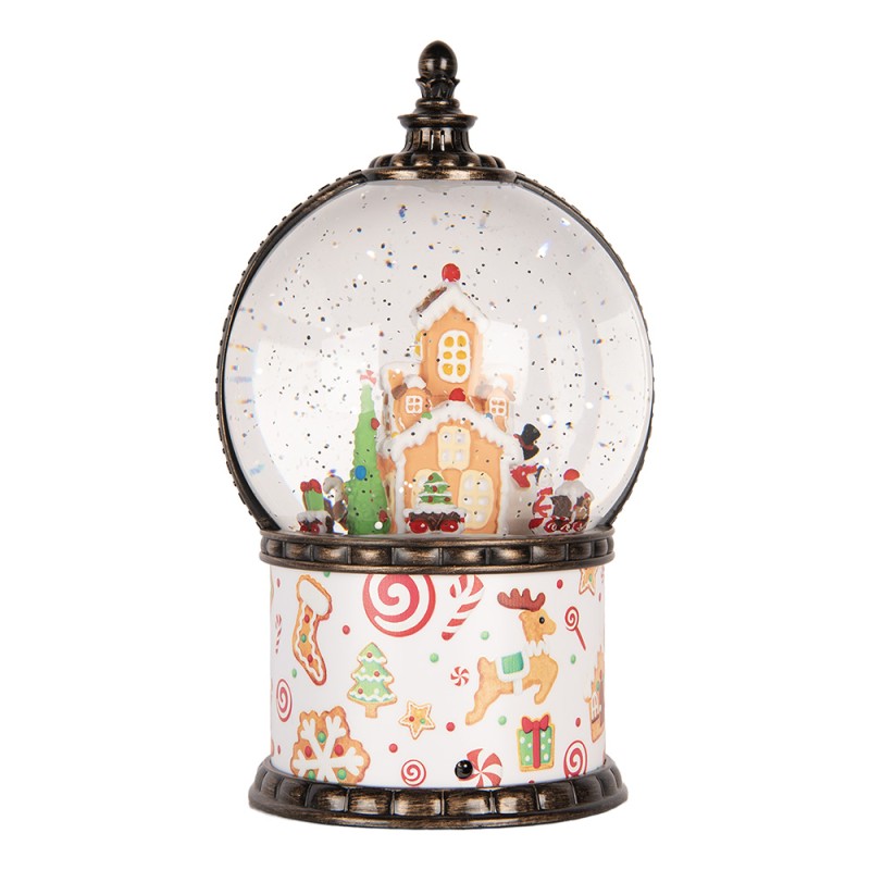 Clayre & Eef Décoration de Noël avec lumières LED et musique Ø 12x21 cm / 3xAA Blanc Plastique