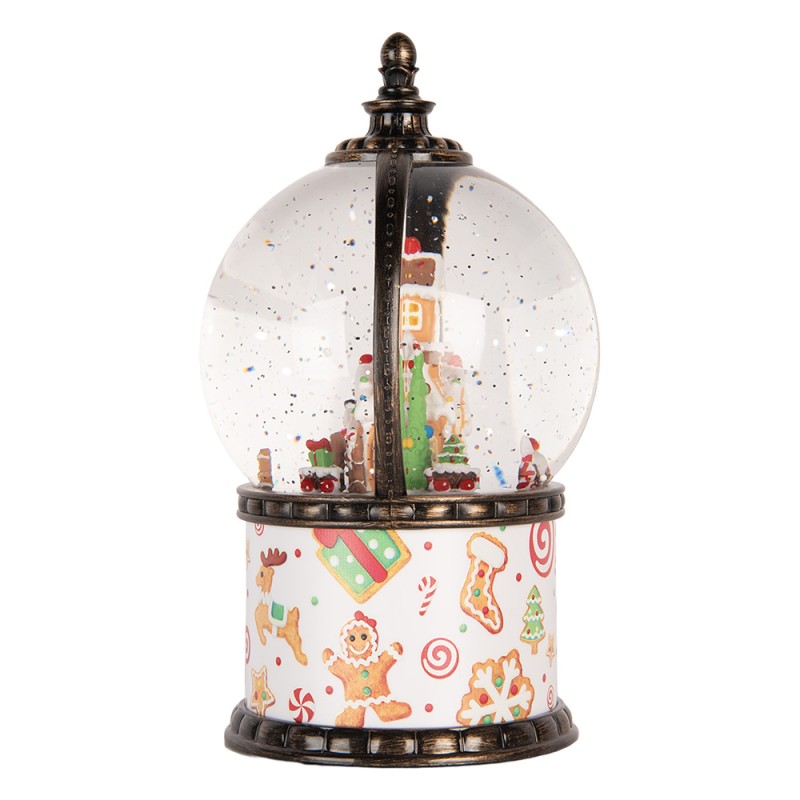 Clayre & Eef Décoration de Noël avec lumières LED et musique Ø 12x21 cm / 3xAA Blanc Plastique