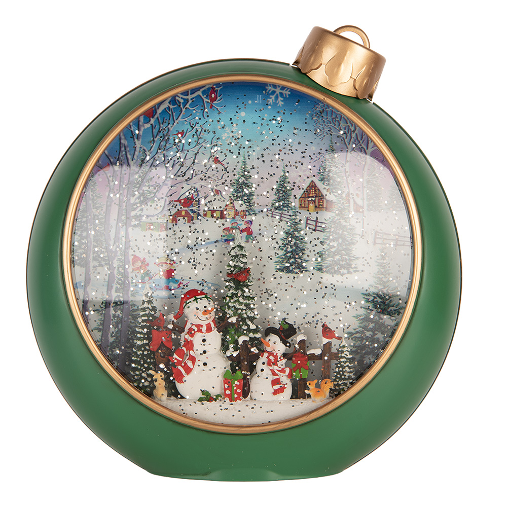 Clayre&Eef Kerstdecoratie met LED-verlichting en muziek Kerstbal 21x9x21 cm / 3xAA Groen Kunststof afbeelding