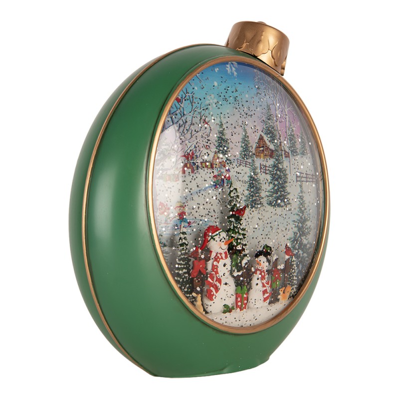 Clayre & Eef Kerstdecoratie met LED-verlichting en muziek Kerstbal 21x9x21 cm / 3xAA Groen Kunststof