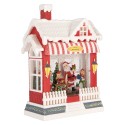 Clayre & Eef Christmas Decoration with LED Lighting and Music House 18x9x26 cm / 3xAA Red Plastic