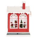 Clayre & Eef Christmas Decoration with LED Lighting and Music House 18x9x26 cm / 3xAA Red Plastic