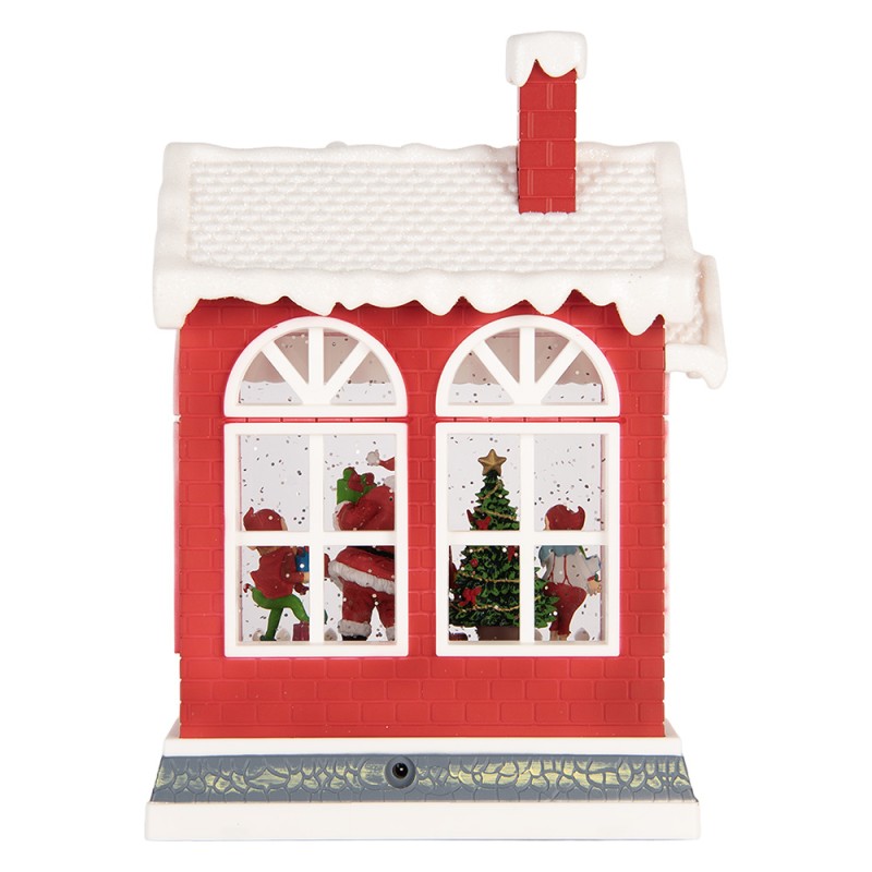 Clayre & Eef Christmas Decoration with LED Lighting and Music House 18x9x26 cm / 3xAA Red Plastic