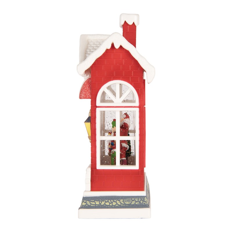 Clayre & Eef Christmas Decoration with LED Lighting and Music House 18x9x26 cm / 3xAA Red Plastic