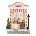Clayre & Eef Christmas Decoration with LED Lighting and Music House 16x12x23 cm / 3xAA White Plastic