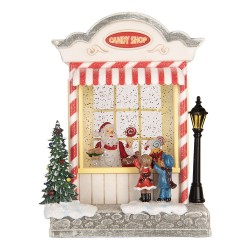 Clayre & Eef Christmas Decoration with LED Lighting and Music House 16x12x23 cm / 3xAA White Plastic