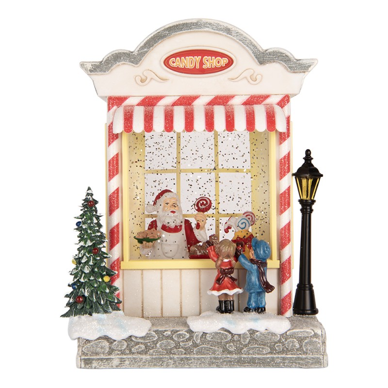 Clayre & Eef Christmas Decoration with LED Lighting and Music House 16x12x23 cm / 3xAA White Plastic