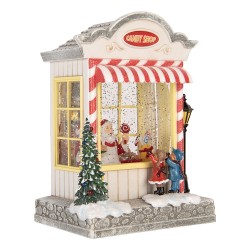 Clayre & Eef Christmas Decoration with LED Lighting and Music House 16x12x23 cm / 3xAA White Plastic